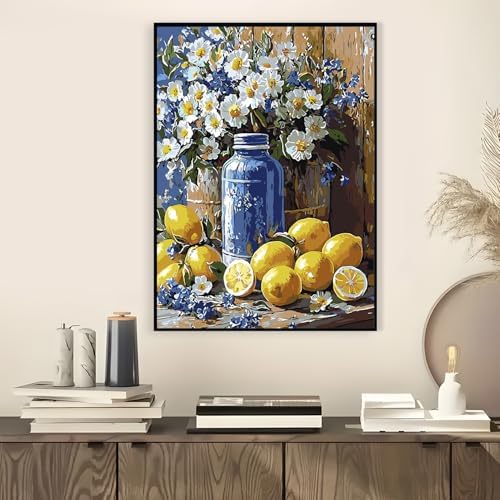 AWLNKMC Lemon Daisy Bottle Paint by Numbers for Adults, DIY Paint by Numbers Kits for Adults Beginners Without Frame, Acrylic Paint on Canvas Painting Kits for Home Decor 16x20 Inch - Image 2
