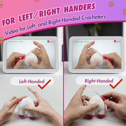 SGIBYN Crochet Kit for Beginners with Video - DIY Strawberry Cow Amigurumi - Image 4