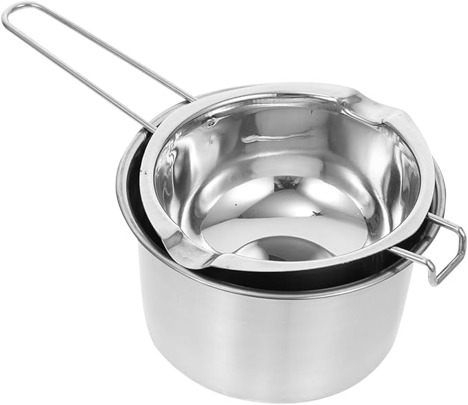 Stainless Steel Double Boiler Pot Set for Melting Chocolate Candy Candle Soap and Wax - 600ml Inner 16cm Outer Pot for Kitchen Use