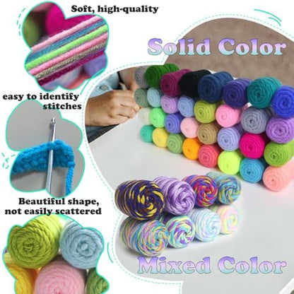 Lewhoo 40 Colors Crochet Yarn Kits, 1399 Yards Acrylic Yarn - Image 3