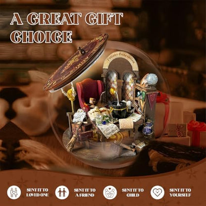 Dollhouse Miniature DIY House Kit Creative Room with Furniture and Glass Cover for Adult to Building, Halloween/Home Decorations/Gifts for Family and Friends (MYDB) - Image 4