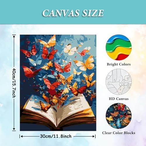 AIBOERL Paint by Numbers Kit for Adults Beginner,Butterfly Book, 12X16In - Image 3