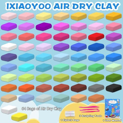 Ixiaoyoo Air Dry Clay, 64 Colors Foam Modeling Clay for School Projects - Image 4