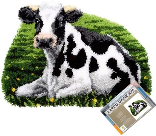 Fram Cow Latch Hook Kits for Adults Beginners, Pre-Printed 21“ X 16" by EMISTEM