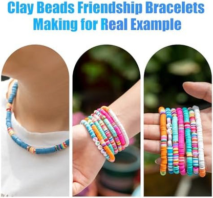 Ybxjges Clay Beads Bracelet Making Kit, 3800Pcs Polymer Flat Beads for Jewelry Making Heishi Beads for Friendship Bracelet Kit with Charm Kit for DIY Crafts Gifts for Girls Age 6-12 - Image 6