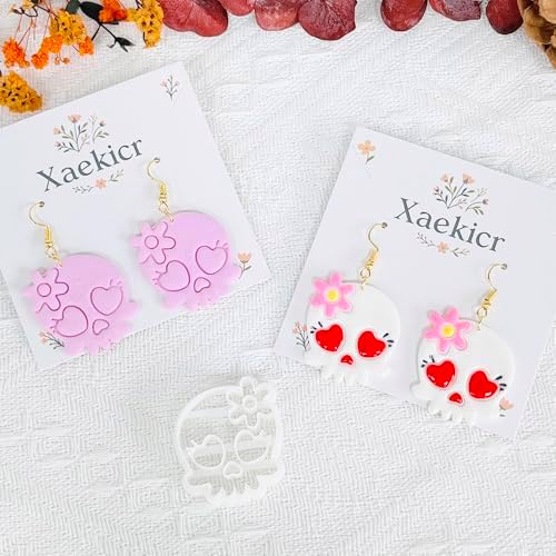 Xaekicr Heart Skull Polymer Clay Cutters for Earrings – 1pc Cute Skull Clay Earring Cutters, Polymer Clay Molds, Halloween Clay Tools - Image 5