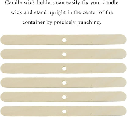 HAHIYO 50PCs Single-Hole Wood Candle Wick Centering Devices Wooden Candle Wick Holder Wick Setter Candle Wick Centering Tool for DIY Candle Making Candle Making Supplies Accessories