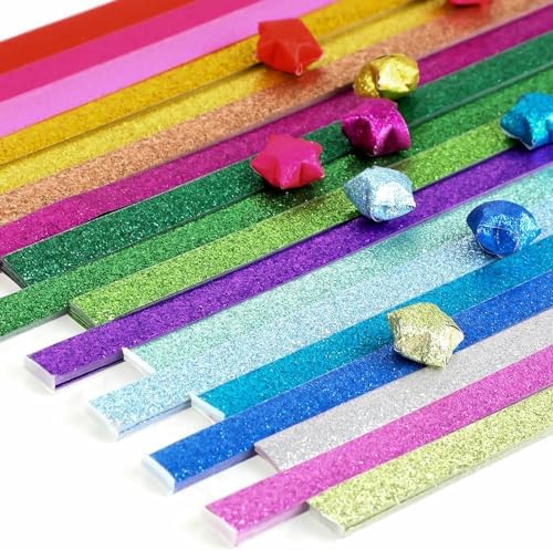 18 Colors Origami Star Paper Strips, Glitter Origami Stars Paper DIY Paper Star Strips Origami Star Decoration Paper Strips for DIY Handcrafts, 360 Sheets Crafts by Unknown