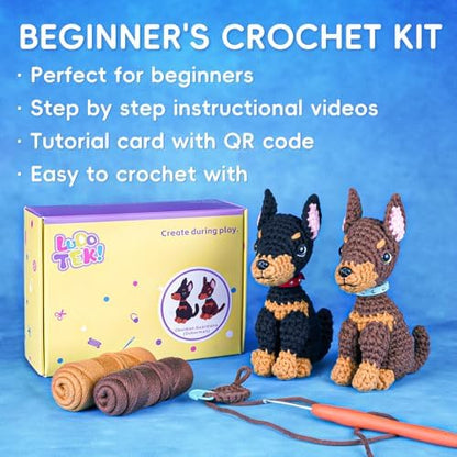 Crochet Kit for Beginners, Doberman Animal Kits for Adults, Amigurumi Set - Image 6