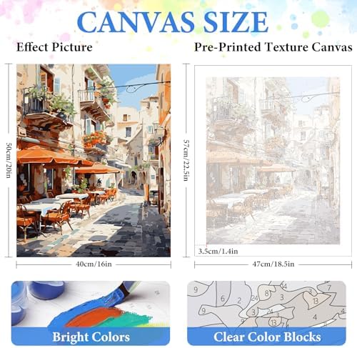 PRASIO Paint by Numbers Kit for Adults Beginner, Landscape Adult Paint by Number Kits on Canvas, DIY Acrylic Watercolor Oil Paint by Number for Adults for Home Decor Gift 16x20 Inch - Image 3