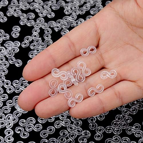 300 S Clips Rubber Band Loom Connectors Plastic Bracelet Clips, Clear - Image 2