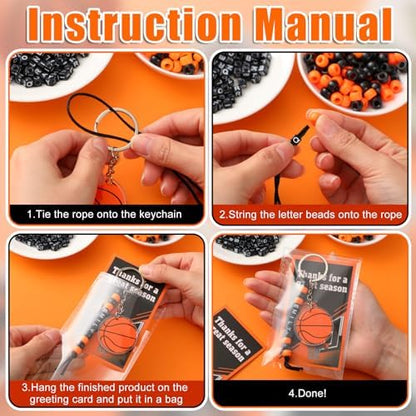 Suncalla 984 Pcs 24 Set Basketball Keychain Making Kit DIY Bead Bag Tag - Image 2