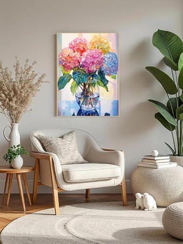 Mowana Easy Paint by Numbers Kit for Adults Beginners, Adult Painting Kit by Numbers with Frame and Easle, Stretched Canvas Hydrangea Paint by Number Kit, 8x12inch - Image 7