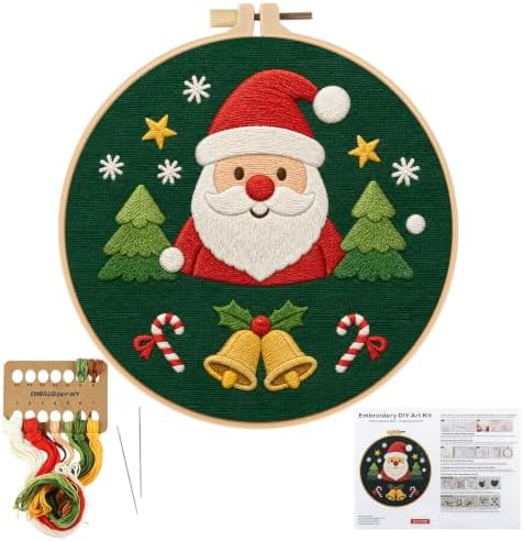 Zynlio Embroidery Kit for Beginners -Santa Claus Embroidery Kits for Adults Starter Cross Stitch Kit DIY Needlepoint with Step-by-Step Instruction by Unknown