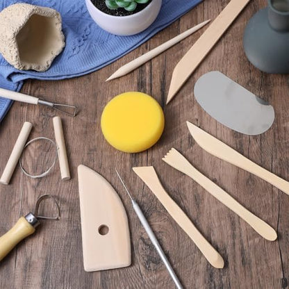 Clay Modeling Tools Kit 78-Piece, Stainless Steel & Pine Wood Clay Sculpting Tools for Carving, Trimming, Shaping, Smoothing - Pottery Tool Set for Beginners & Pros - Image 5