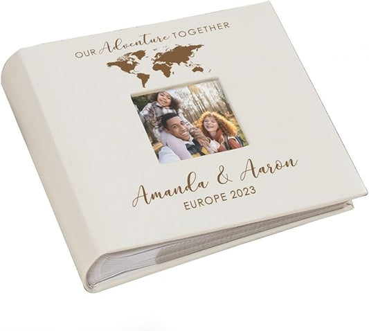 Personalized Photo Album, Custom Engraved Picture Album, Holds 200 4" x 6" Photos, Leatherette and Laser Engraved Scrapbook, Adventure Together