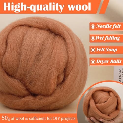Mayboos 1.76oz Oak Brown Natural Wool Roving, Needle Felting Wool - Image 5