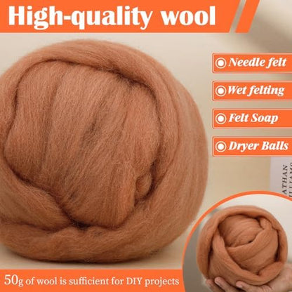 Mayboos 1.76oz Oak Brown Natural Wool Roving, Needle Felting Wool - Image 5
