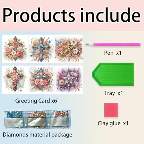 Diamond Art Cards with Envelopes–6PCS DIY Diamond Painting Greeting Cards Kit | Card Making Kit with Bling for Adults & Beginners | Birthday,Holiday & Thank You Cards (Belief) - Image 5