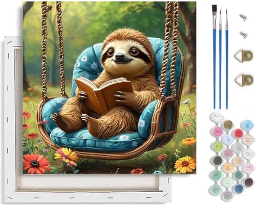 TCDZMYGS Paint by Numbers Kit for Adults Beginner-Sloth,10x10 inch by TCDZMYGS