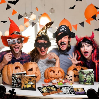 Saillong 12 Pack Halloween Diamond Painting Greeting Card Kits DIY Diamond Art Cards with Envelopes Bat Black Cat Pumpkin 5D Rhinestones Painting for Adults DIY Craft Family Friend Halloween Gifts - Image 3