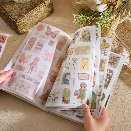 550+ Aesthetic Scrapbook Stickers, Vintage Stickers for journaling Butterfly Plant Flower Nature Washi Sticker Book for Adults, Junk Journal Supplies for DIY Art Collage Album Scrapbooking Planner - Image 4