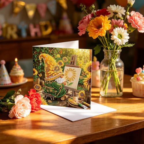 LAKEQUILL DIY Diamond Art Painting Greeting Kit, 12 Pieces, Creative Craft Set，Garden Goblin - Image 5