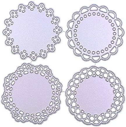 Metal Die Cuts Set 4 Different Patterns Lace Flower Border Cutting Dies for Scrapbooking Photo Album DIY Craft Die for Card Making (Round Lace Flower Border) - Image 6