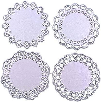 Metal Die Cuts Set 4 Different Patterns Lace Flower Border Cutting Dies for Scrapbooking Photo Album DIY Craft Die for Card Making (Round Lace Flower Border) - Image 6