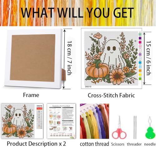 Ghost Flower Stamped Cross Stitch Kits for Adults Beginners with Frame - Image 2