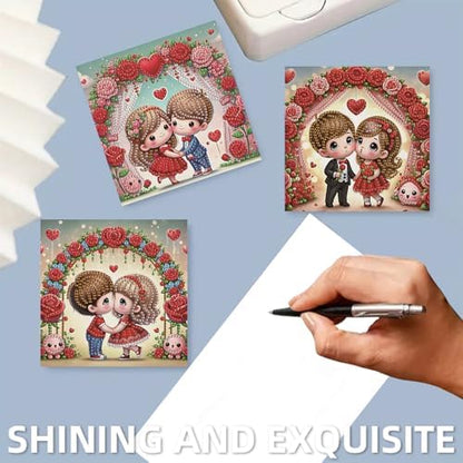 POETRYDRAW 6 Pack 5D DIY Diamond Art Painting Valentine DIY Greeting Card Kit, Diamond Birthday Holiday Greeting Card, Art Crafts Kit Creative with Envelope - Image 6