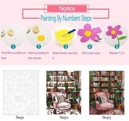 Bohemia Book Theme Paint by Numbers Kits for Adult Yellow Sofa Paint by Numbers Kits Botanical Acrylic Paint by Numbers Kits on Canvas Perfect for Gift Home Wall Decor DIY Framed 16x20 Inch - Image 6
