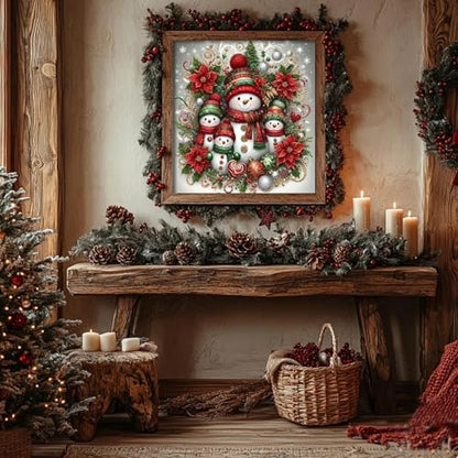 Eiazuiks Christmas Stamping Cross Stitch Kit, Snowman Christmas Counting Cross Stitch Kit for Adult Beginners, Full Line DIYStitching Kit for Home Decor Cross Stitch Patterns 14x14 inches - Image 3