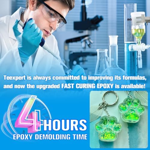 Teexpert Fast Cure Epoxy Resin: 4 Hours Demold 128OZ Bubble-Free & Anti-Yellowing Crystal Clear Art Resin Kit for Wood Casting/Table Top/Jewelry Making,Self-Leveling Resina for Beginners and Artis - Image 2