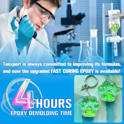 Teexpert Fast Cure Epoxy Resin: 4 Hours Demold 128OZ Bubble-Free & Anti-Yellowing Crystal Clear Art Resin Kit for Wood Casting/Table Top/Jewelry Making,Self-Leveling Resina for Beginners and Artis - Image 2