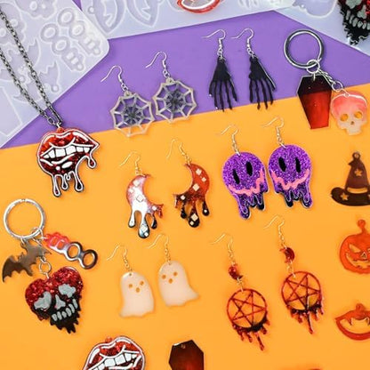 Resin Earring Mold with Hole, 3Pack Halloween Earring Casting Molds - Image 2