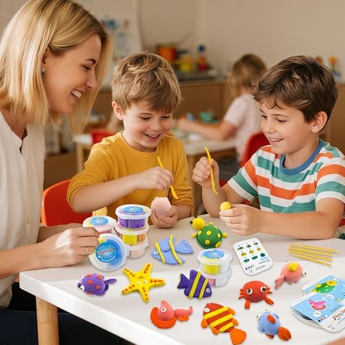 Air Dry Clay for Kids,12 Box Sea Animal Modeling Clay Art Craft Kit,Ultra Soft & Mess-Free, with Sculpting Tools, Tutorials, Ideal Gift for Boys Girls Birthday Christmas Party Favor - Image 5