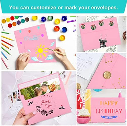 70 Packs of Invitation Envelopes, A2 Envelopes Pink Postcard for 4.5x5.5 Cards for Invitations, Self Seal for Photos RSVP, Greeting Cards - Image 5