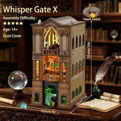 NookMaster Book Nook Kit – 3D Wooden Puzzle with Interactive LED Lights, Magic Castle DIY Miniature Decor for Adults & Teens, Enchanting Storytelling Bookshelf Insert - Image 3