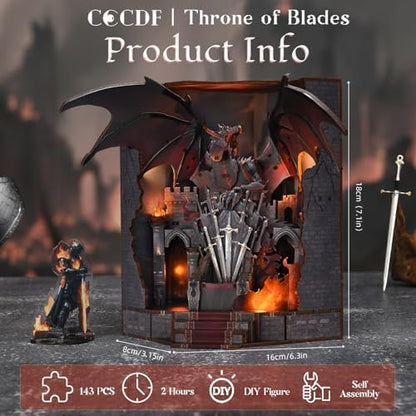CCCDF Throne of Blades Book Nook Kit, Beginner 3D Wooden Puzzle for Adults - Image 3