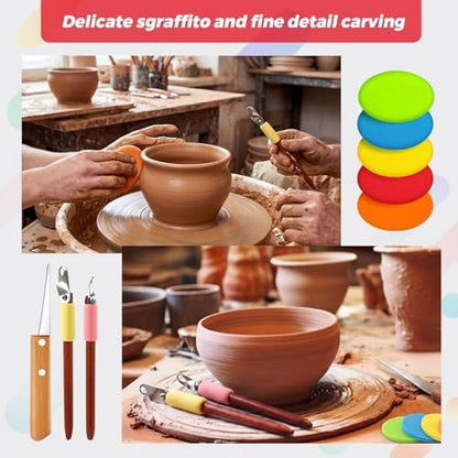 Leriton 2 Pack Clay Carving Tools Pottery Scrapers, Set 6, Colorful - Image 6