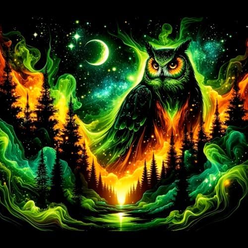 The Moon, the Owl, and the Burning Woods Diamond Painting Kits for Adults,Bird Full Drill Diamond Art Kits for Beginners,Round 5D DIY Diamond Dots Paintings, Gem Art and Crafts Home Decor 14x14 inch by ZSYOUIDEAS