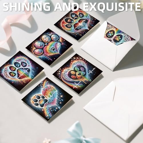 12Pcs DIY Diamond Art Greeting Cards Kit with Envelopes&Tools - Create Your Own Sparkling Birthday, Thank You, Holiday Cards for Adults & Beginners(Funny Dog) - Image 7