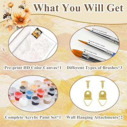 Bee Paint by Numbers Kit for Adults, Adult Paint by Number Kits 16x20 Inch - Image 6