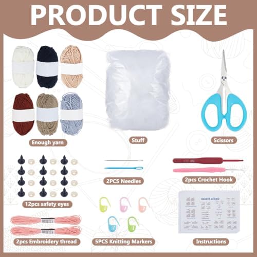 ORIGACH 6 Set Halloween Bat Crochet Kit for Beginners, DIY Cute Amigurumi Yarn Set with Video Guide, Yarn & Tools, Complete Crochet Starter Pack, Crocheting Gifts for Halloween Decor - Image 2