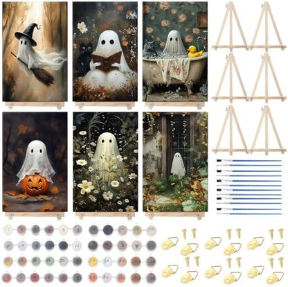YooNotee 6 Pack Halloween Paint by Numbers with Easels Brushes, Ghost by Unknown
