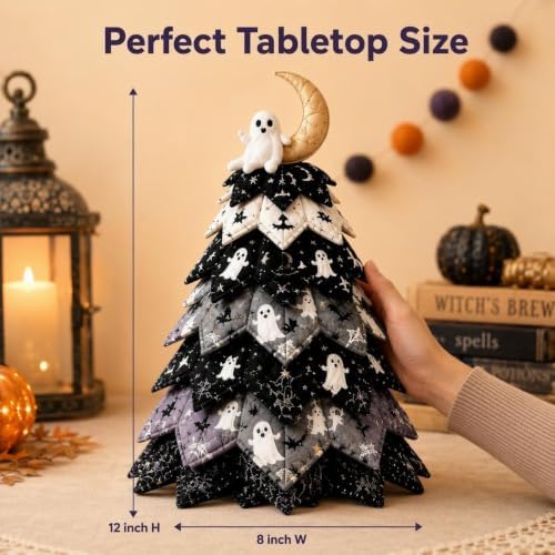 Quilted Christmas Tree Kit – Pre-Cut Fabric & Foam Cone DIY Tabletop Decoration with Tree Topper, No-Sew Holiday Craft Kit for Adults & Kids, Christmas Tree Decorations for Home, Party & Gifts (set11) - Image 3