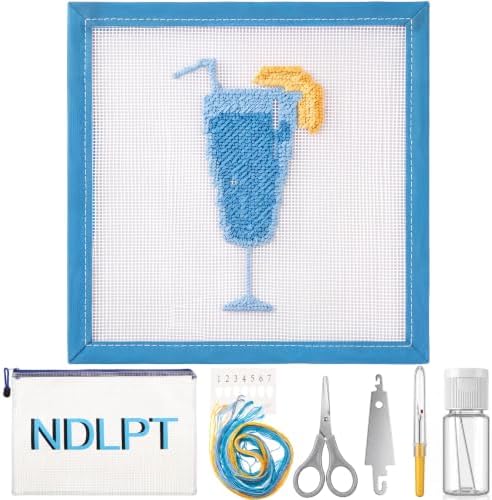 Sabary 14 Mesh Needlepoint Kit Hand Painted Canvas 7.8", Blue Goblet by Sabary