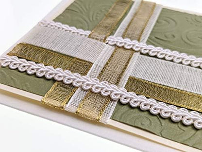 Ribbon Storage DIY Greeting Card Kit-Ribbon Cards-Handmade DIY Card Kits-Craft Kits for Kids and Adults-Card Making Kit, Thank You and Birthday Cards-Card Maker Kit for 10 Project Card (Hamon Gold) - Image 6