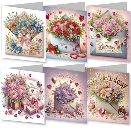 Christmas DIY Diamond Greeting Cards Set, 5D DIY Diamond Art Painting Christmas Style Greeting Card, DIY Christmas Card Making Kits for Family Friends Handmade Gift-#33-Happy Birthday by Unknown